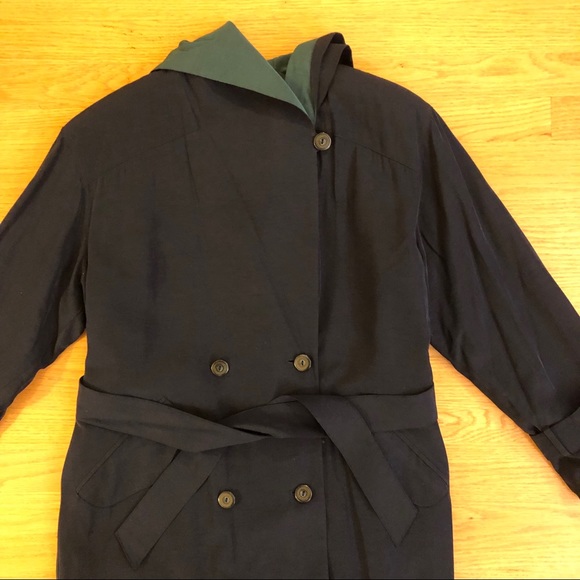 Vintage Hooded Belted Long Coat Jacket - Picture 2 of 6